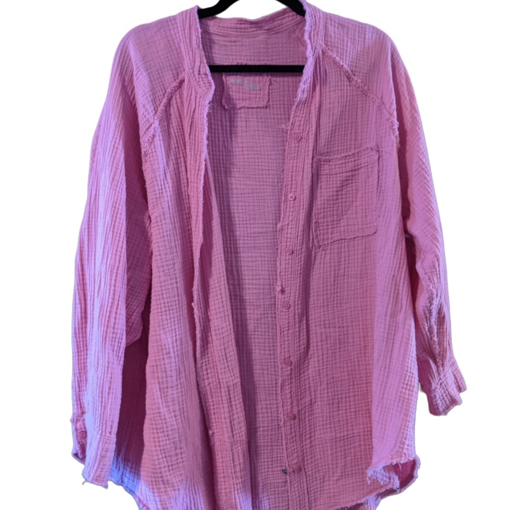 Aerie Pink Casual Button Down Shirt